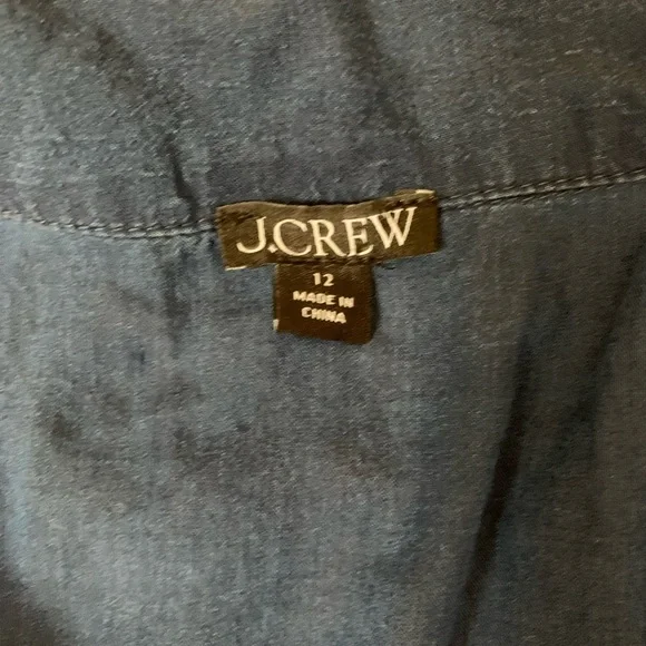 J Crew Camp Collar Shirt Womens 12 Blue V
Neck Cotton Voile Button Up Roll Tab - Picture 11 of 11